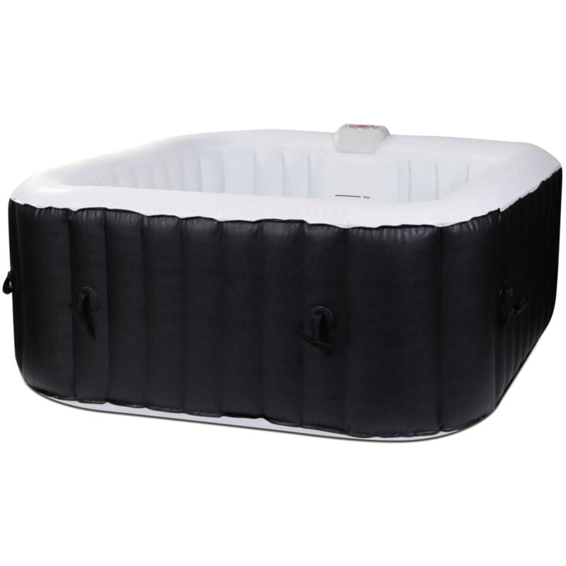 Ospazia - Spa gonflable carré 6 places 185 x 185 cm - Filtre et bâche inclus - Noir
