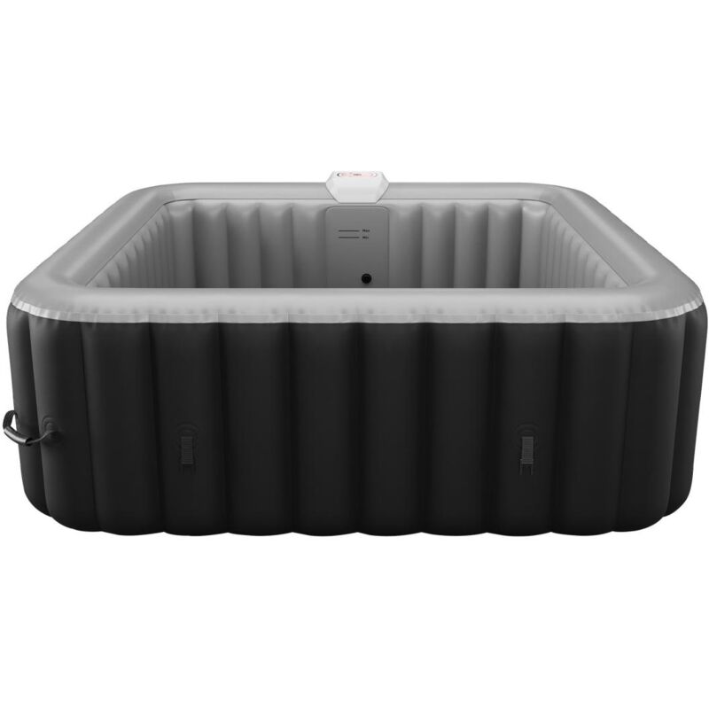 Spa gonflable carré 6 places - L185 x P185 x H65 cm - 140 buses d'air - Noir et gris - b-cosy ii