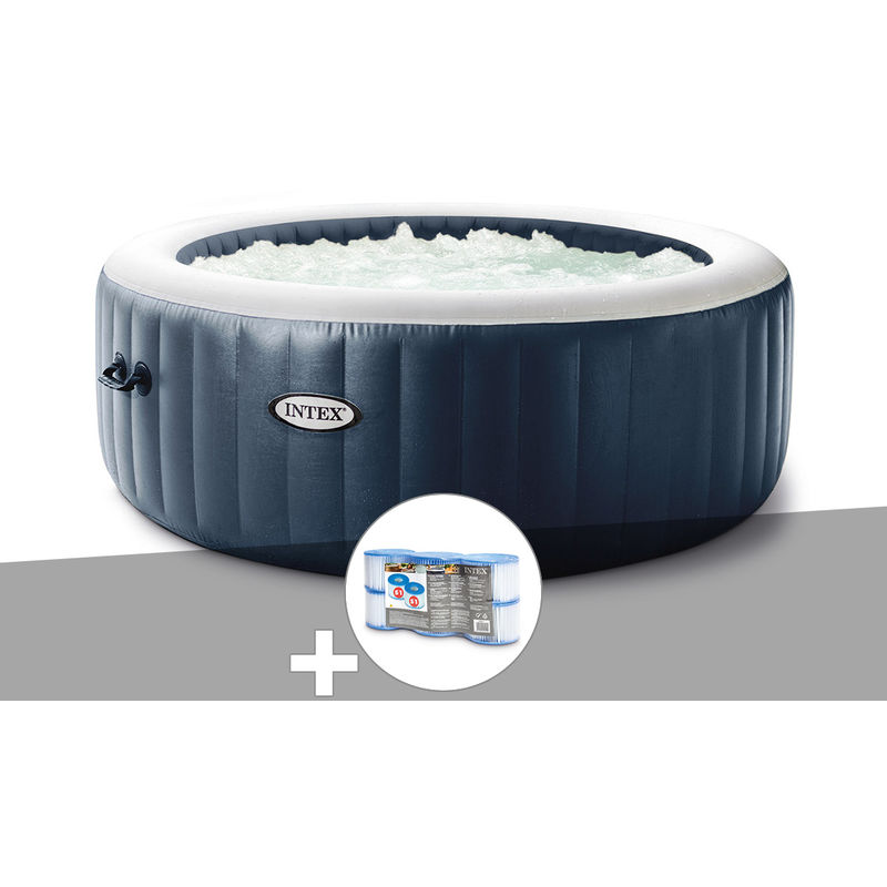 Kit spa gonflable Intex PureSpa Blue Navy rond Bulles 4 places + 6 filtres