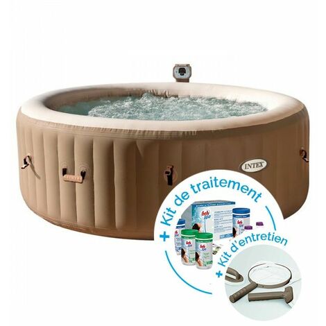 Spa gonflable Intex PureSpa Bulles 4 personnes + Kit d'entretien + Kit de traitement au brome