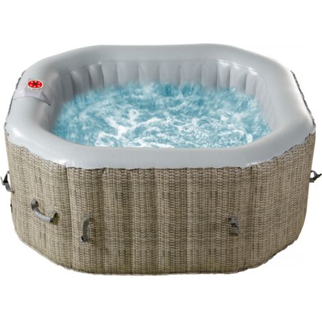 HABITAT ET JARDIN Spa gonflable octo "Los Angeles" - 4 places - Gris clair/Marron