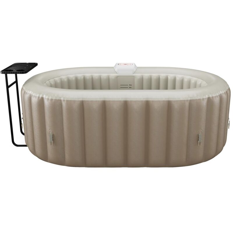 SPA gonflable ovale 2 places - L190 x P120 x H65 cm - 90 buses d'air - Taupe et beige - B-LUCKY II