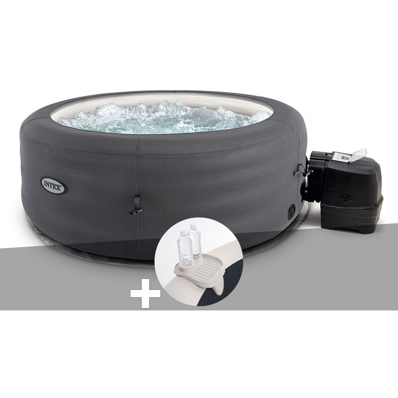 Intex - Kit spa gonflable PureSpa Access rond Bulles 4 places + Porte-verre