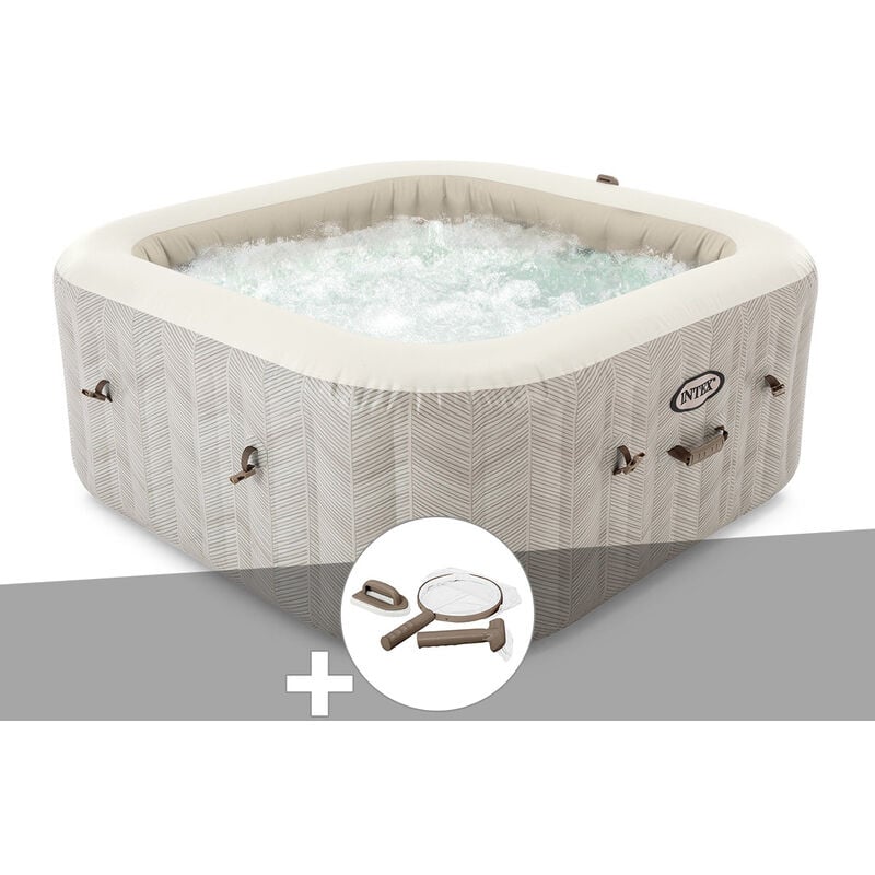 Kit spa gonflable Intex PureSpa Chevron carré Bulles 6 places + Kit d'entretien