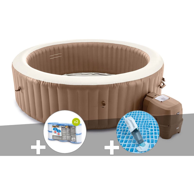 Intex - Kit spa gonflable PureSpa Sahara rond Bulles 8 places + 12 filtres + Aspirateur