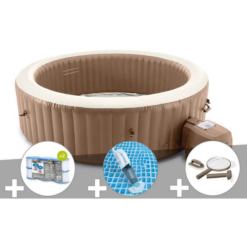 Intex - Kit spa gonflable PureSpa Sahara rond Bulles 8 places + 12 filtres + Aspirateur + Kit d'entretien