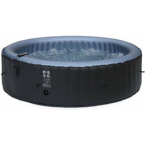 Spa MSPA gonflable rond – Bergen 8 gris anthracite - Spa gonflable 8 personnes rond 224 cm. PVC. pompe. chauffage. gonfleur. 2 cartouches filtrantes. bâche et télécommande de contrôle