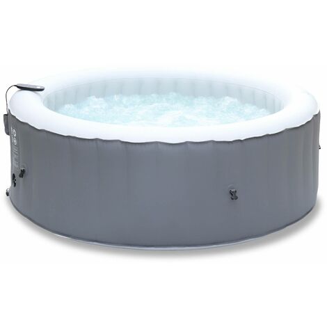 Spa MSPA gonflable rond – Kili 4 gris 4 places - système anti-gel et de désinfection UVC + bâche, 180 cm, pompe, chauffage, gonfleur, filtre - Gris