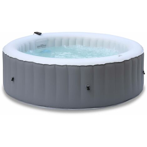 Spa MSPA gonflable rond – Kili 6 gris 6 places - système anti-gel et de désinfection UVC + bâche. 180 cm. pompe. chauffage. gonfleur. filtre - Gris / Blanc