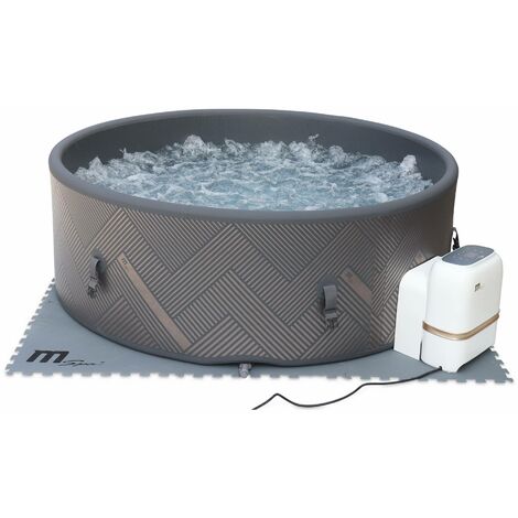 Spa MSPA gonflable rond – Mono 8 gris– nouveau modèle - Spa gonflable 8 personnes Ø190 cm avec contrôle Wifi, PVC renforcé rigide, pompe, chauffage, gonfleur, filtre, bâche, tapis de sol - Gris