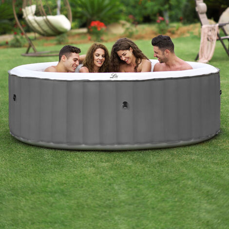 Spa MSPA inflable redondo - Florida 4 gris - Jacuzzi 4 personas redondo 180 cm, bomba, calefacción, inflador, filtro