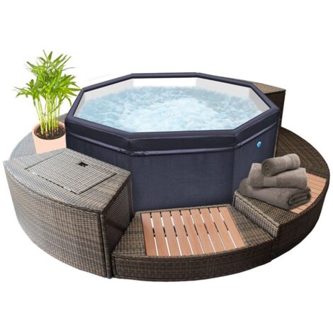 Spa Netspa Octopus Octagonal Semirígido 4+2 Plazas 1000l 193x73cm + Mueble - Calefacción/Filtración Portátil - + Conjunto de 8 elementos