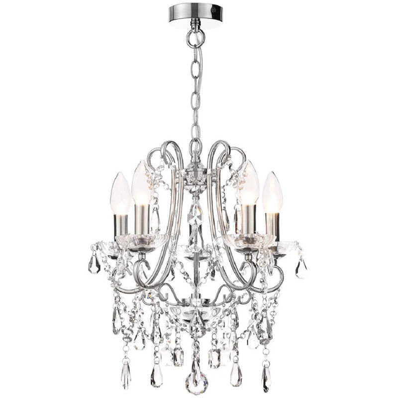 Spa Pro Annalee Polished Chrome/Clear 360mm Small 5 Light Chandelier - SP-25256-CHR - Polished Chrome/Clear - Forum