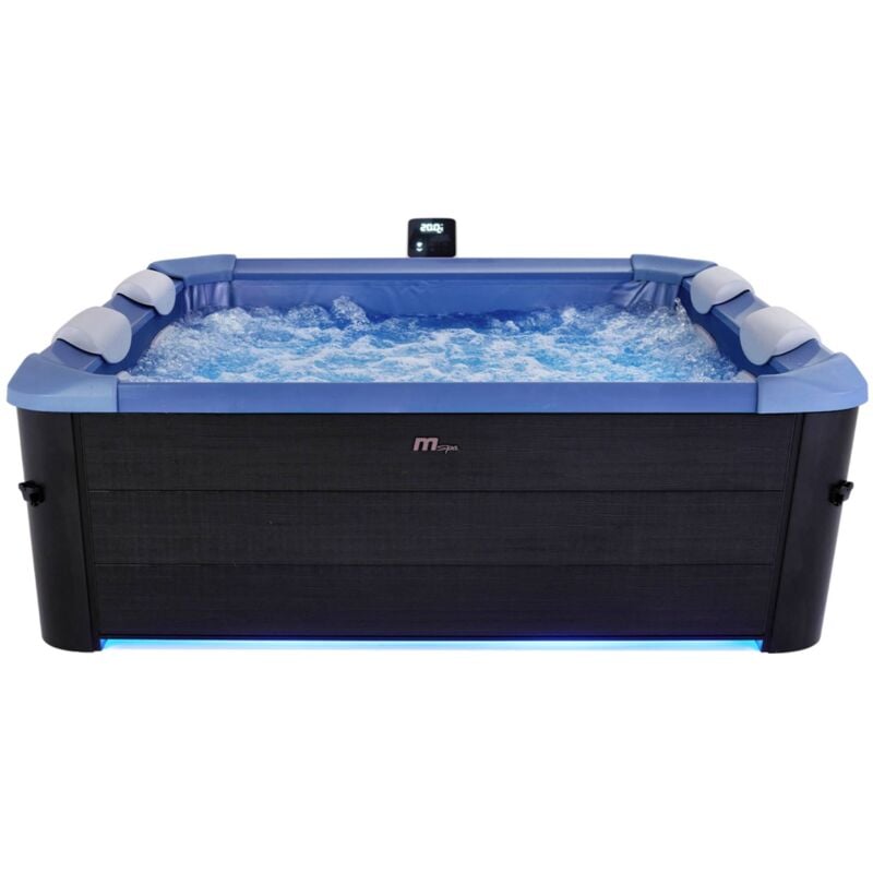 Mspa - Spa rigide 6 places hydromassages. 4 coussins + bâche incluse. oslo sapphire. l 160 x p 160 x h 65 cm. gris et bleu sapphire