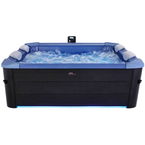 Mspa – Spa rigide 6 places hydromassages – 120 jets réglables – Dimensions L 160 x P 160 x H 65 cm – Couleur gris et bleu sapphire
