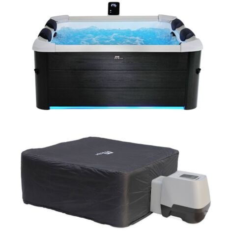SPA rigide OSLO MSPA 6 personnes gris. 4 coussins. bâche incluse + housse thermique. hydromassages système