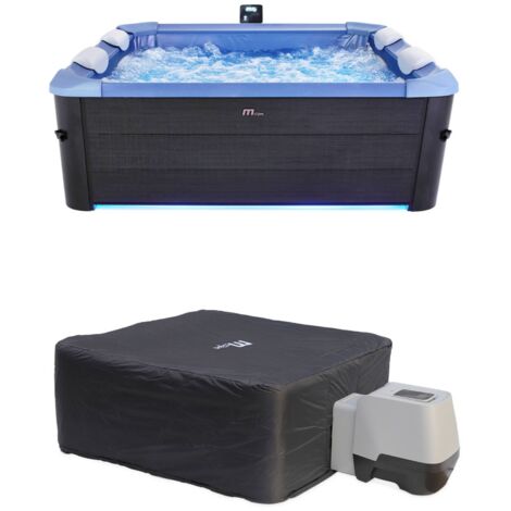 Sweeek – Spa rigide 6 personnes – Oslo Sapphire gris – 120 jets d'air – Housse thermique incluse – Hydromassages et télécommande étanche