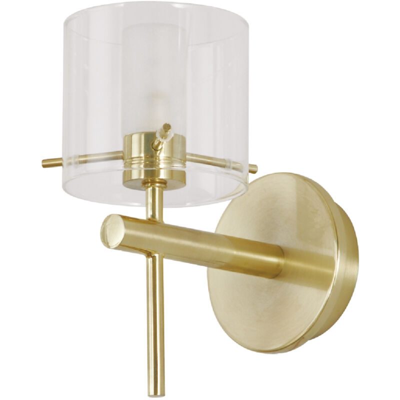 Forum - Spa Gene Satin Brass/Clear 100mm 1 Lamp Cylinder Wall Light - SPA-31725-SBRS - Satin Brass/Clear