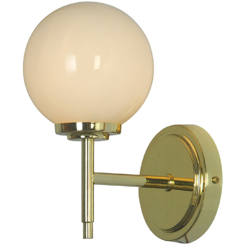 Spa Porto Polished Brass/Opal 120mm 1 Lamp Wall Light - SPA-31306-BRS - Polished Brass/Opal - Forum