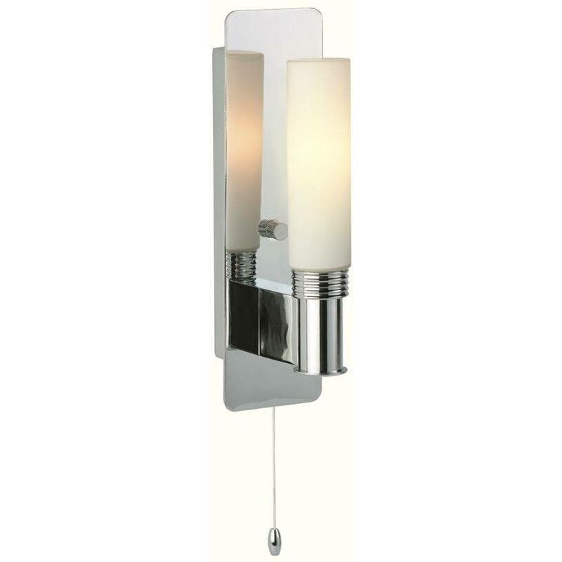 Spa - 1 Light Single Bathroom Ceiling Switched Wall Light Chrome, Opal Glass IP44, G9 - Firstlight