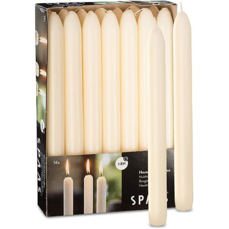 Spaas 14 candele affusolate 21/220 mm, ± 8 ore, senza profumo, avorio, Ivory
