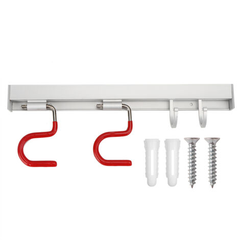 Space Aluminum Wall Mounted SShaped Mop Broom Storage Rack Holder Toilet Bathroom Accessory(2 Hanger 2 Hook )
