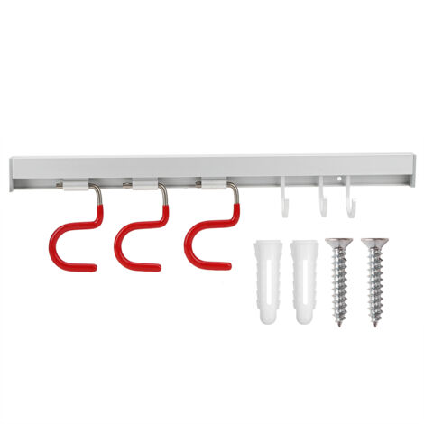 Space Aluminum Wall Mounted S‑Shaped Mop Broom Storage Rack Holder Toilet Bathroom Accessory3 Hanger 3 Hook