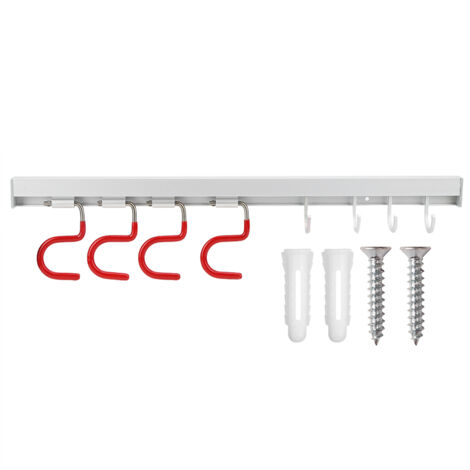 Space Aluminum Wall Mounted S‑Shaped Mop Broom Storage Rack Holder Toilet Bathroom Accessory4 Hanger 4 Hook