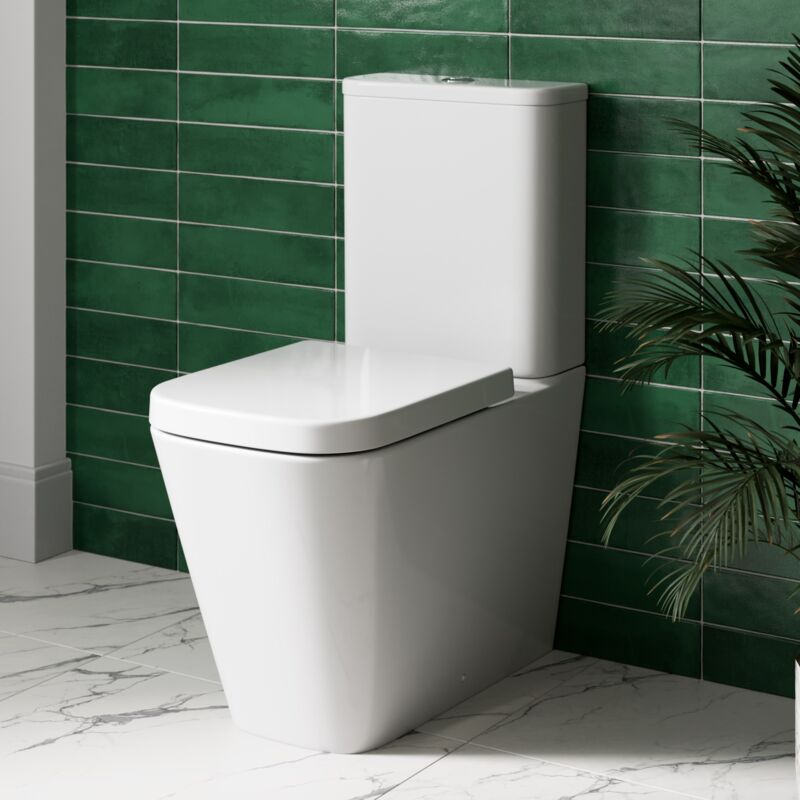 Space Saving Bathroom WC Toilet Dual Flush White Gloss Ceramic Soft Close Seat