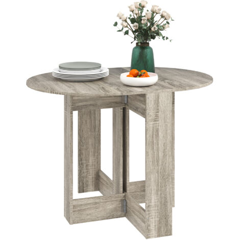 Space-saving Drop Leaf Table, Folding Dining Table for Small Space, Kitchen, Dining Room, Grey