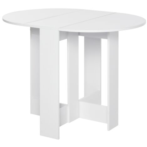 Space-saving Drop Leaf Table, Folding Dining Table for Small Space, Kitchen, Dining Room, White