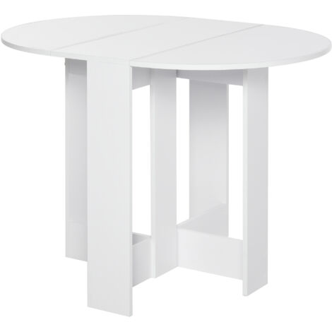 Space-saving Drop Leaf Table, Folding Dining Table for Small Space, Kitchen, Dining Room, White