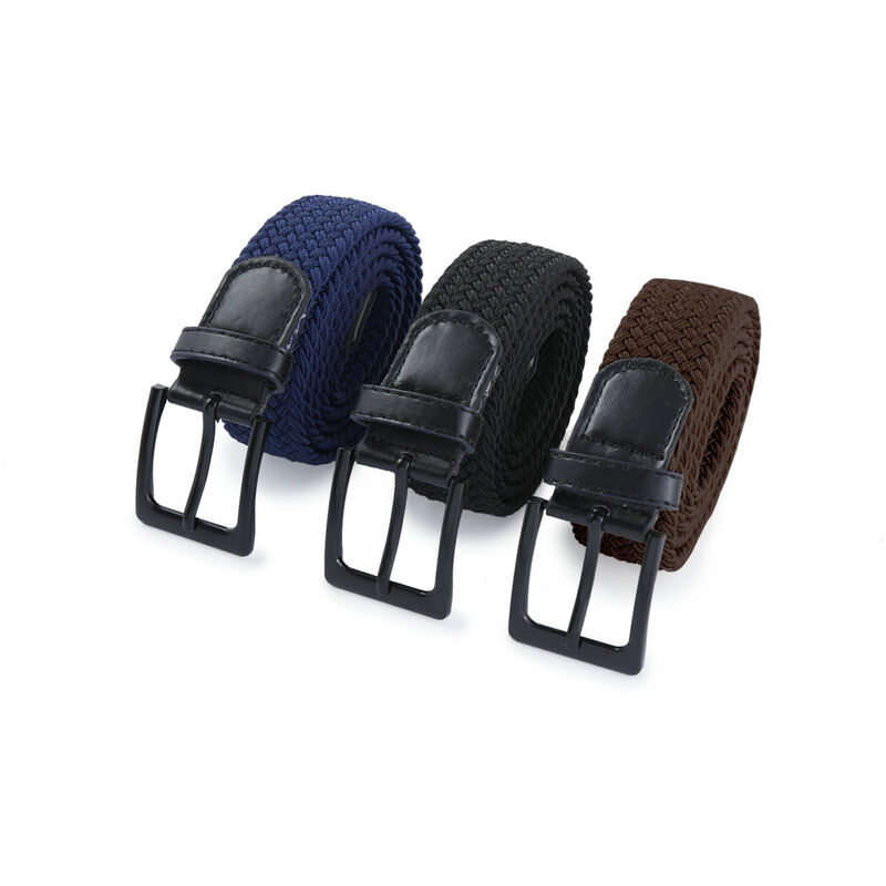 

Juego de 3 cinturones Hebilla color negro, Cinturón de hombre Talla única, Cinturón cómodo Material elástico, 104 cm - Spaceflight