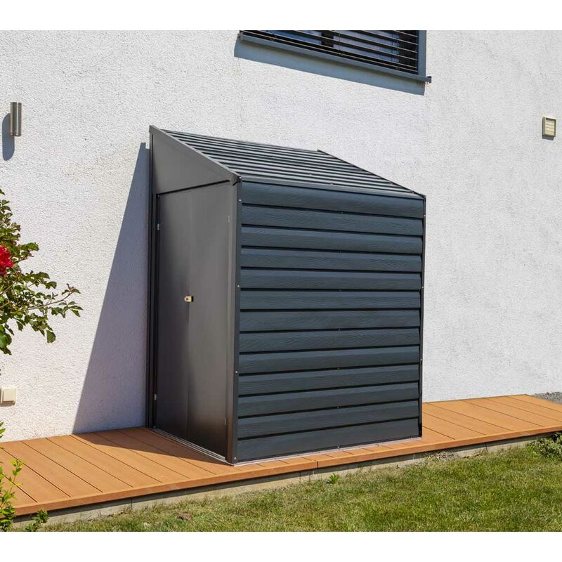 Abri de jardin métallique adossé 47 Gris - Spacemaker