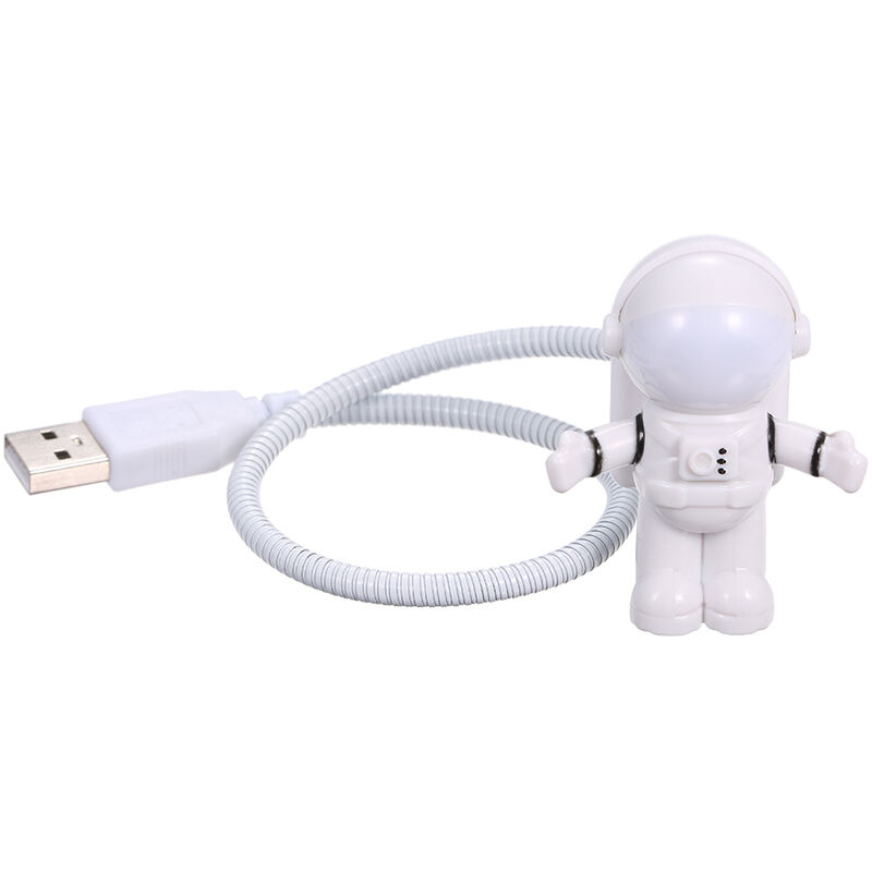 

Spaceman Astronaut Shape LED Mini luz nocturna Teclado Lampara Diseno de puerto de carga USB Manguera flexible flexible Portatil para estudiante