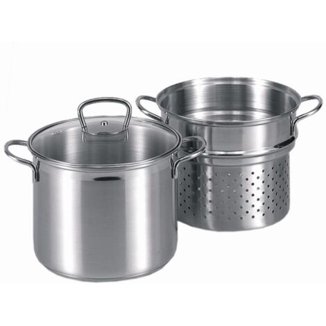Spaghettitopf mit Glasdeckel 6,5 l Ø24cm Edelstahl 3teilig