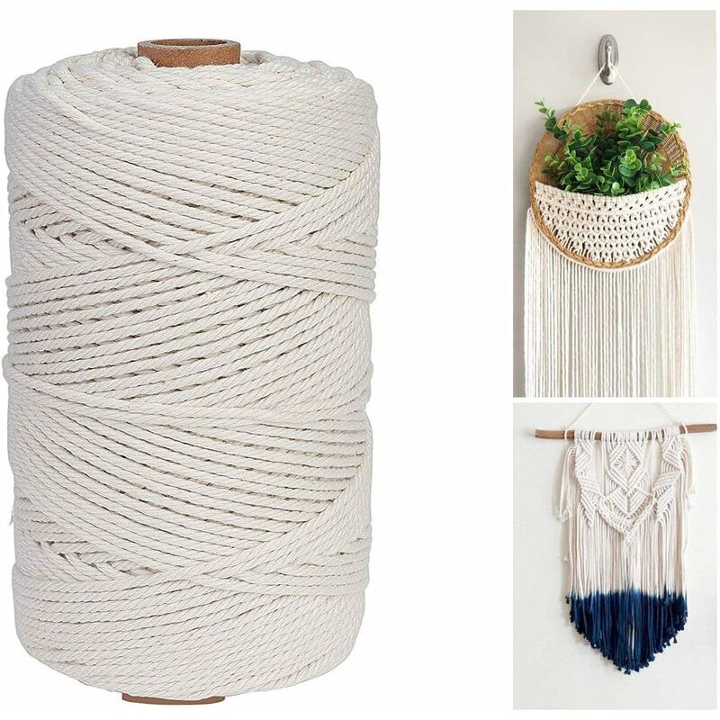 Spago di cotone naturale, corda macramè fatta a