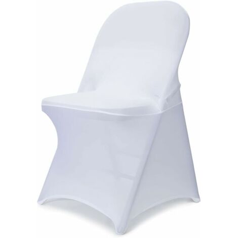 Spandex Folding Chair Covers - 10 Universal Improved Stretch Washable Fitted Chair Covers for Wedding, Holiday, Banquet, Party, Celebration (White)