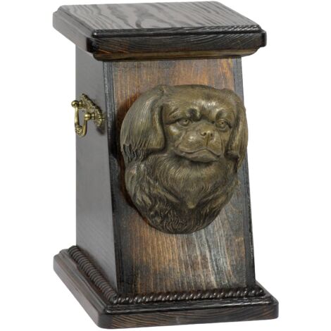 Spaniel tibetano: urna para cenizas de perro, elegante urna con estatuilla, urna conmemorativa con busto de perro de Art-Dog