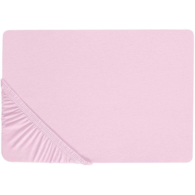Beliani Spannbettlaken Janbu Baumwolle 180 X 200 Cm Pastellrosa