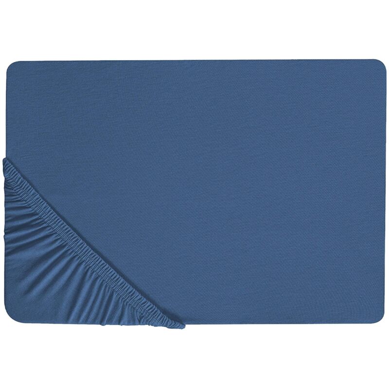 Beliani Spannbettlaken Janbu Baumwolle 90 X 200 Cm Marineblau