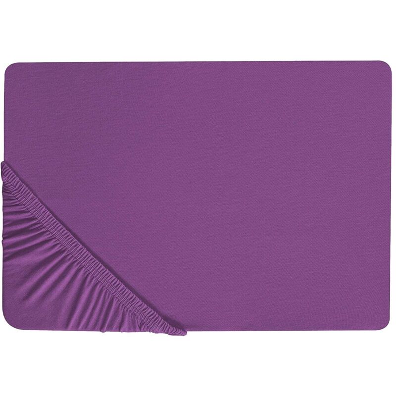 Beliani Spannbettlaken Janbu Baumwolle 160 X 200 Cm Purpur