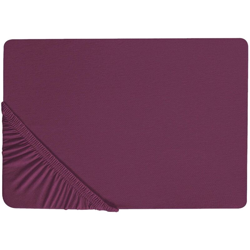 Beliani Spannbettlaken Janbu Baumwolle 140 X 200 Cm Burgunderrot