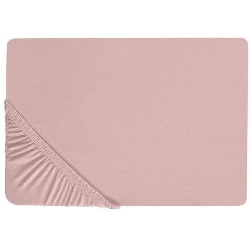 Beliani Spannbettlaken Hofuf Baumwolle 160 X 200 Cm Rosa