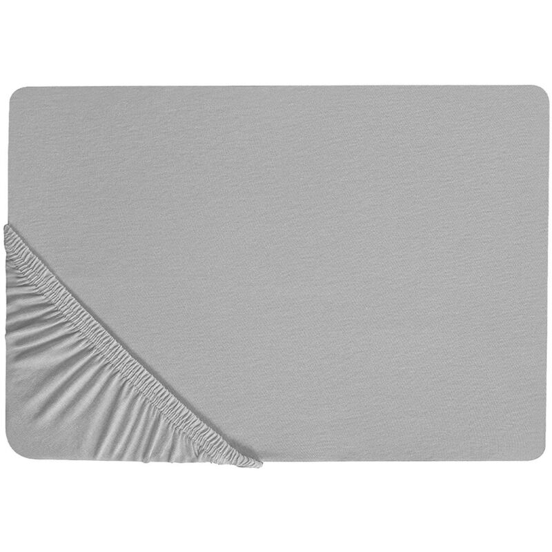 Beliani Spannbettlaken Hellgrau Baumwolle Mit Gummizug 90 X 200 Cm Betttuch Für Klassische Hohe Matratze Atmungsaktiv Schlafzimmer Kinderzimmer