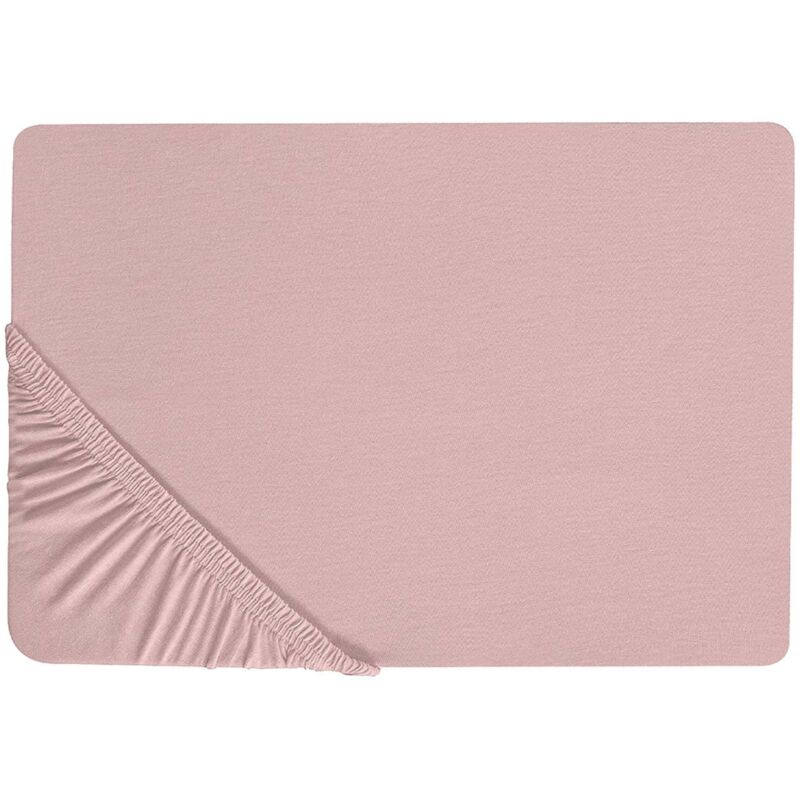 Beliani Spannbettlaken Hofuf Baumwolle 140 X 200 Cm Rosa