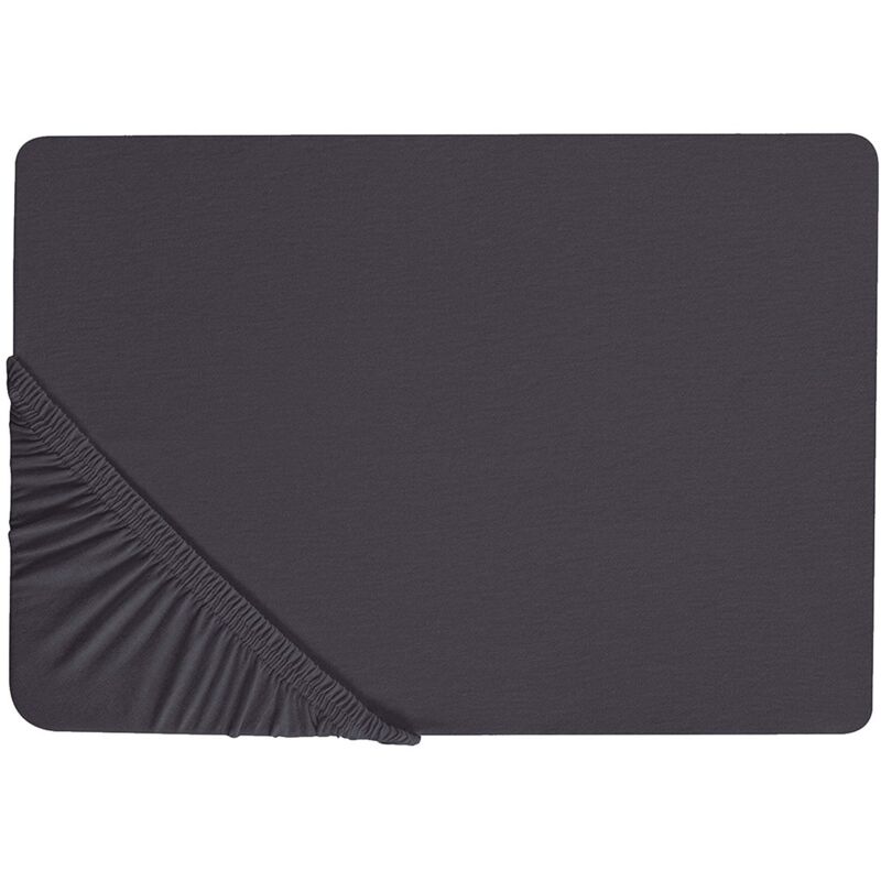 Beliani Spannbettlaken Hofuf Baumwolle 180 X 200 Cm Schwarz