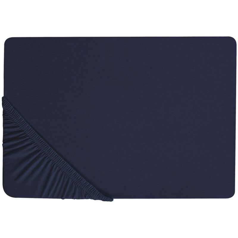 Beliani Spannbettlaken Hofuf Baumwolle 140 X 200 Cm Marineblau