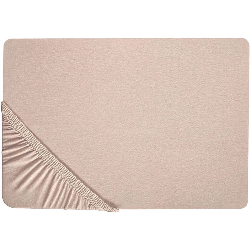 Beliani Spannbettlaken Hofuf Baumwolle 140 X 200 Cm Beige