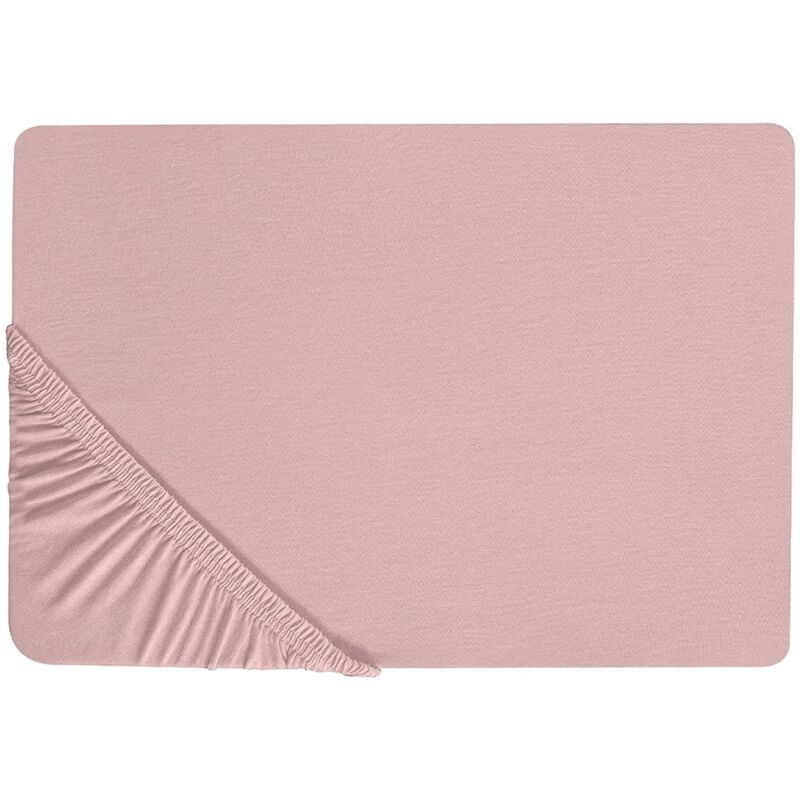 Beliani Spannbettlaken Hofuf Baumwolle 180 X 200 Cm Rosa